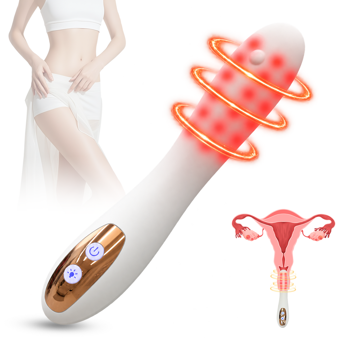 36 LED Red Light Pelvic Wellness Wand with Heat & 8 Adjustable Levels