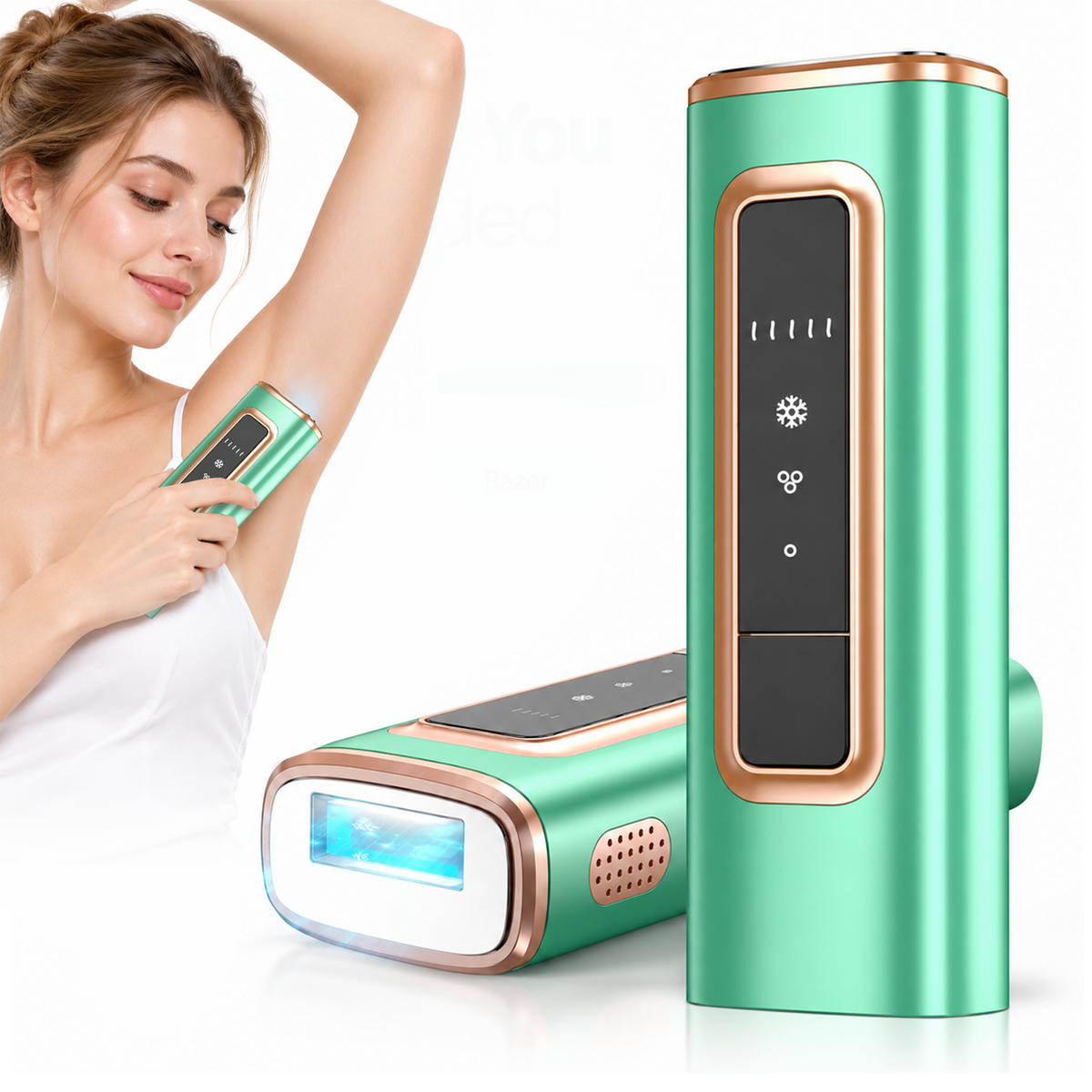 Ice-Cool IPL Hair Removal Device, 5 Adjustable Energy Levels, Manual & Automatic Modes, Painless At-Home Full-Body Hair Remover