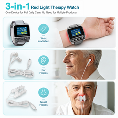 650nm Cold Laser Therapy Watch | Wrist‑Nasal‑Ear Photobiomodulation Device
