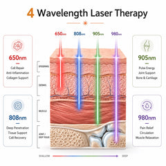 ZJZK 90W Unattended 650nm 808nm 905nm 980nm High Intensity Class 4 Laser Therapy for Various Pain Inflammation Tissue Repair Independently Control